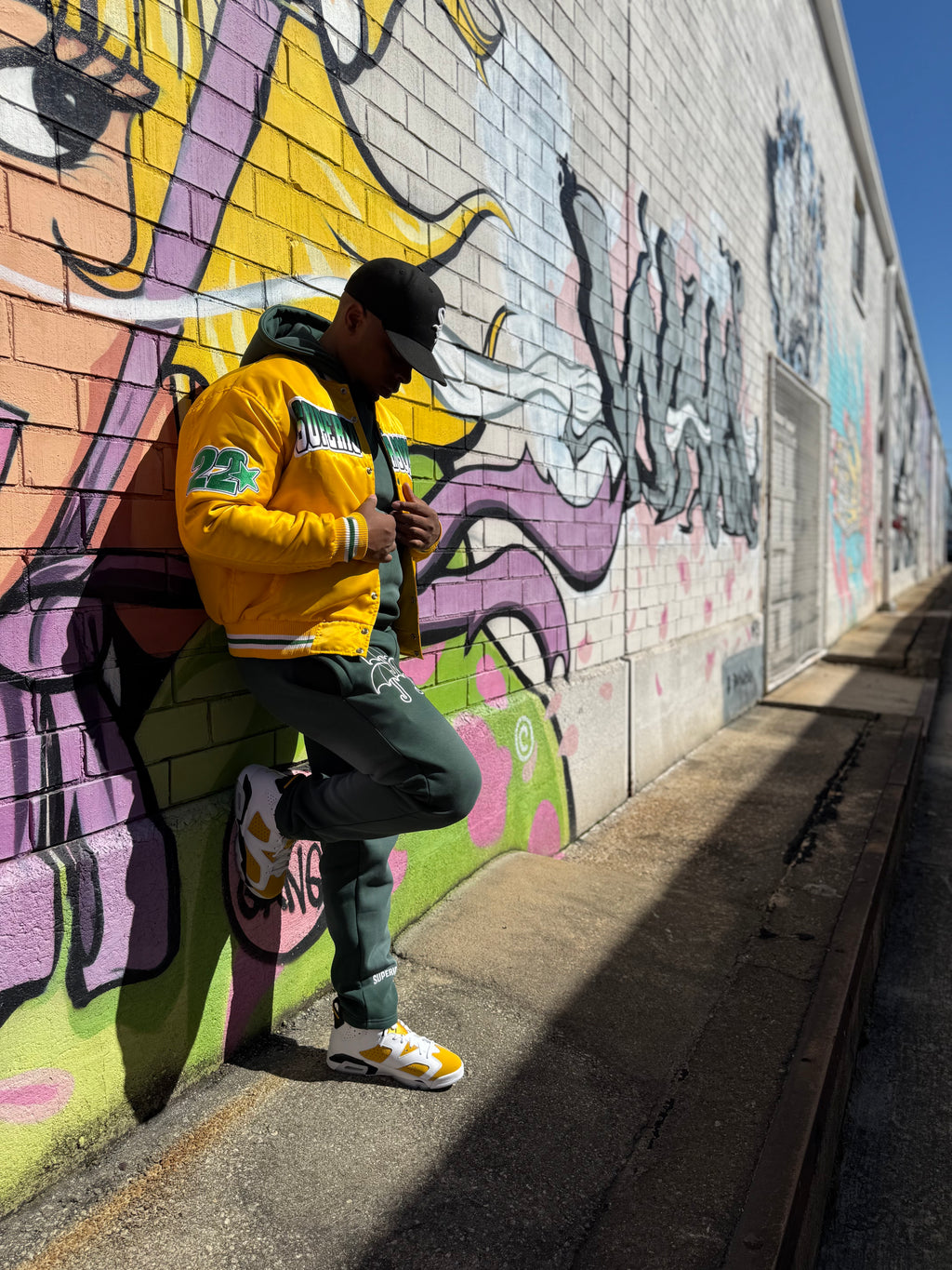 Yellow & Green Satin Bomber