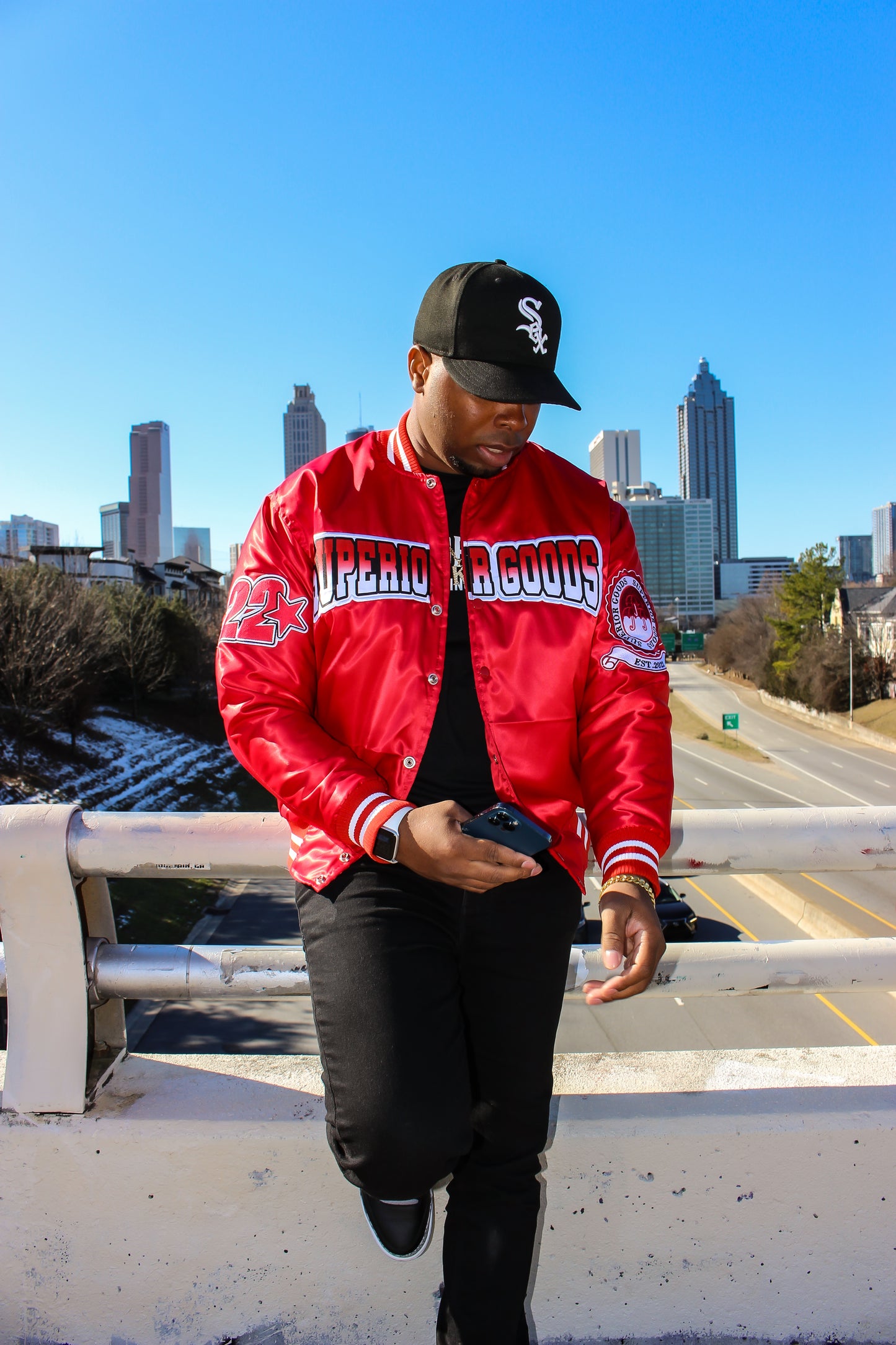 Royal Red Lux Satin Bomber