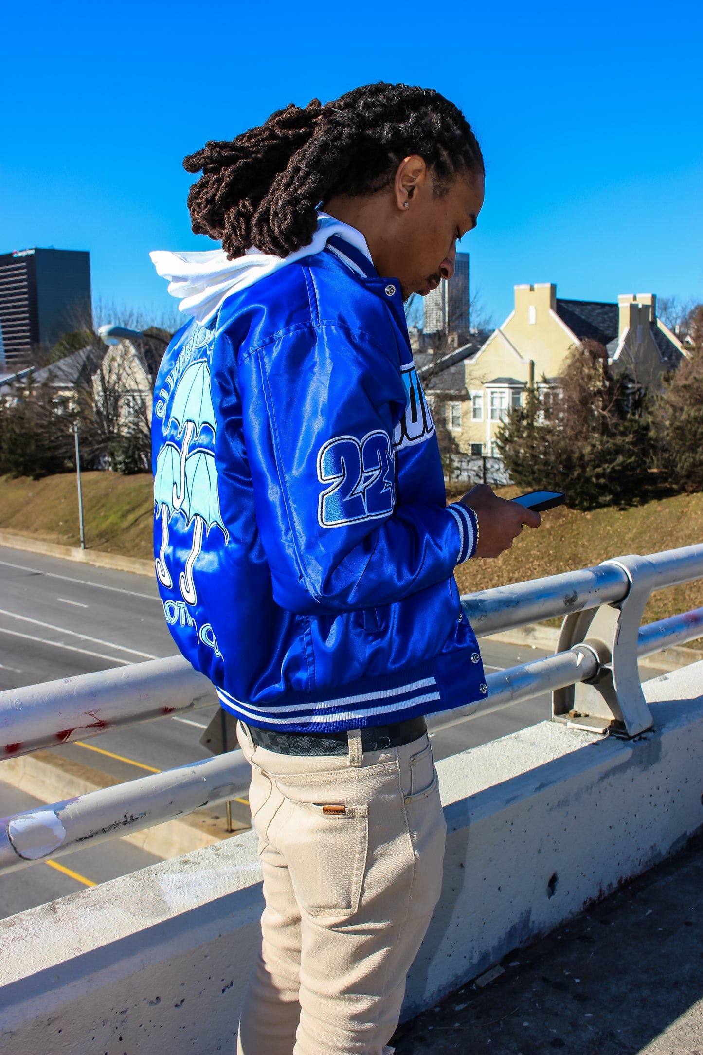 Royal Blue Lux Satin Bomber