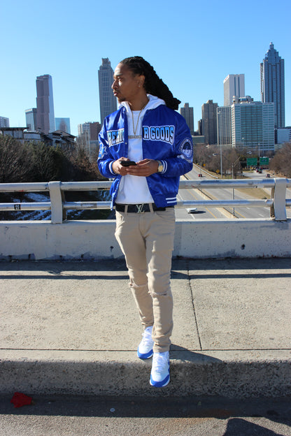 Royal Blue Lux Satin Bomber