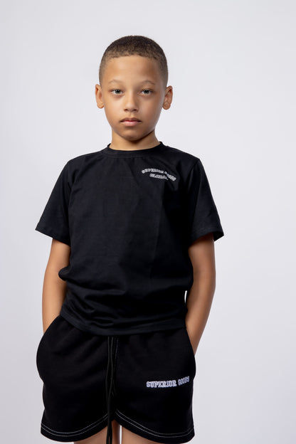 Kids Black “Global” T-shirt and Shorts Set