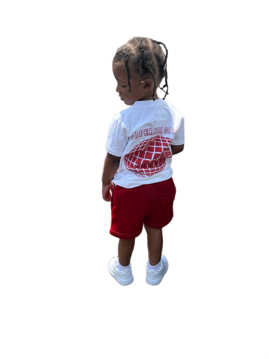 Kids Red “Global” T-shirt and Shorts Set