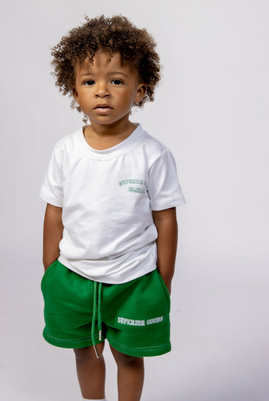 Kids Green “Global” T-shirt and Shorts Set